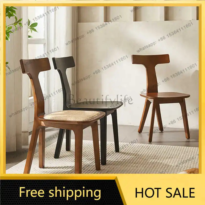 LD Nordic solid wood restaurant casual modern simple rattan dining chair
