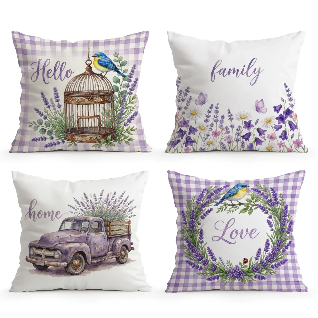 Purple Lavender Series Pillowcase Printed Polyester 40/45/50cm Throw Pillowcover Decorative Sofa Cushion Pillowslip Home Decor