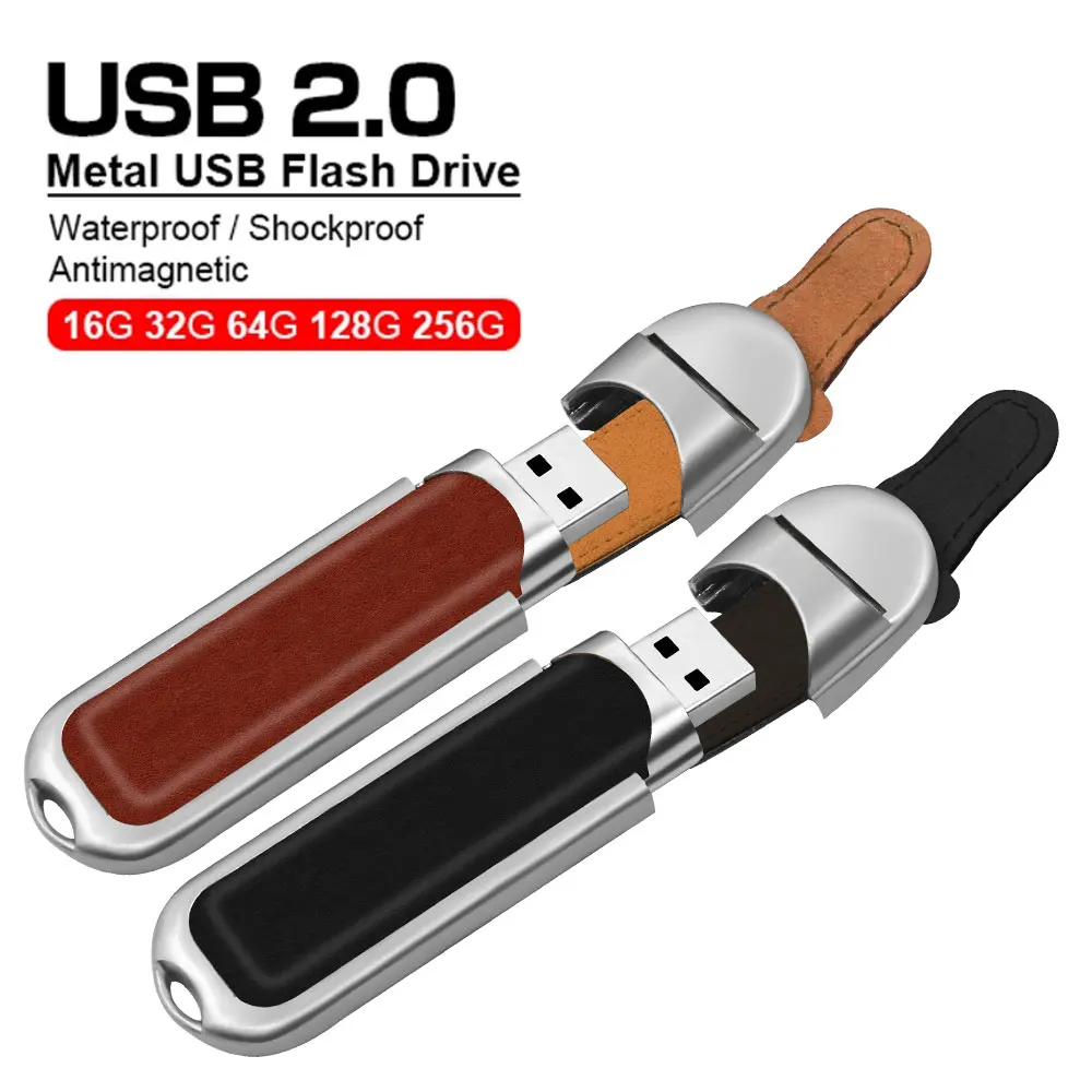 

Коричневый кожаный флэш-накопитель USB 2.0 4 ГБ, 8 ГБ, 16 ГБ, 32 ГБ, 64 ГБ, 128 ГБ, высокоскоростной флэш-накопитель, портативный U-диск