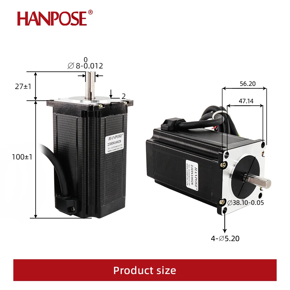 HANPOSE 23 stepper motor, model 23HS4128 23HS5128 23HS5628 23HS7628, shaft diameter 8mm, four-wire system, 57 series motor.