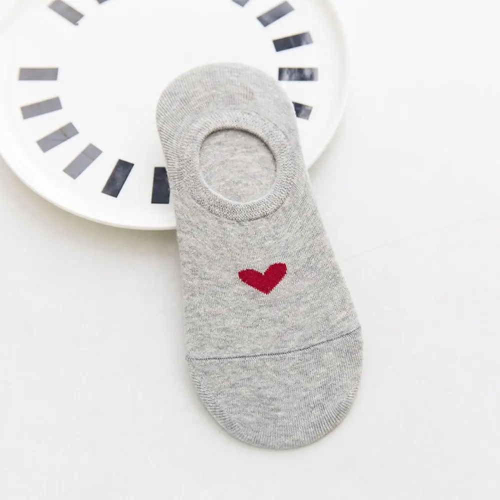 5 paires de chaussettes bateau en forme de cœur d'amour, douces, coupe basse, Tube court, bonneterie féminine, chaussettes invisibles antidérapantes, été