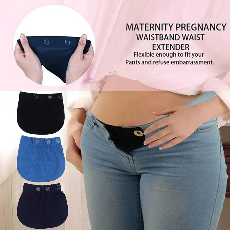 1 قطعة حزام الخصر للحمل الأمومة قابل للتعديل بنطال مرن إطالة زر ممتد لملحقات الأمومة