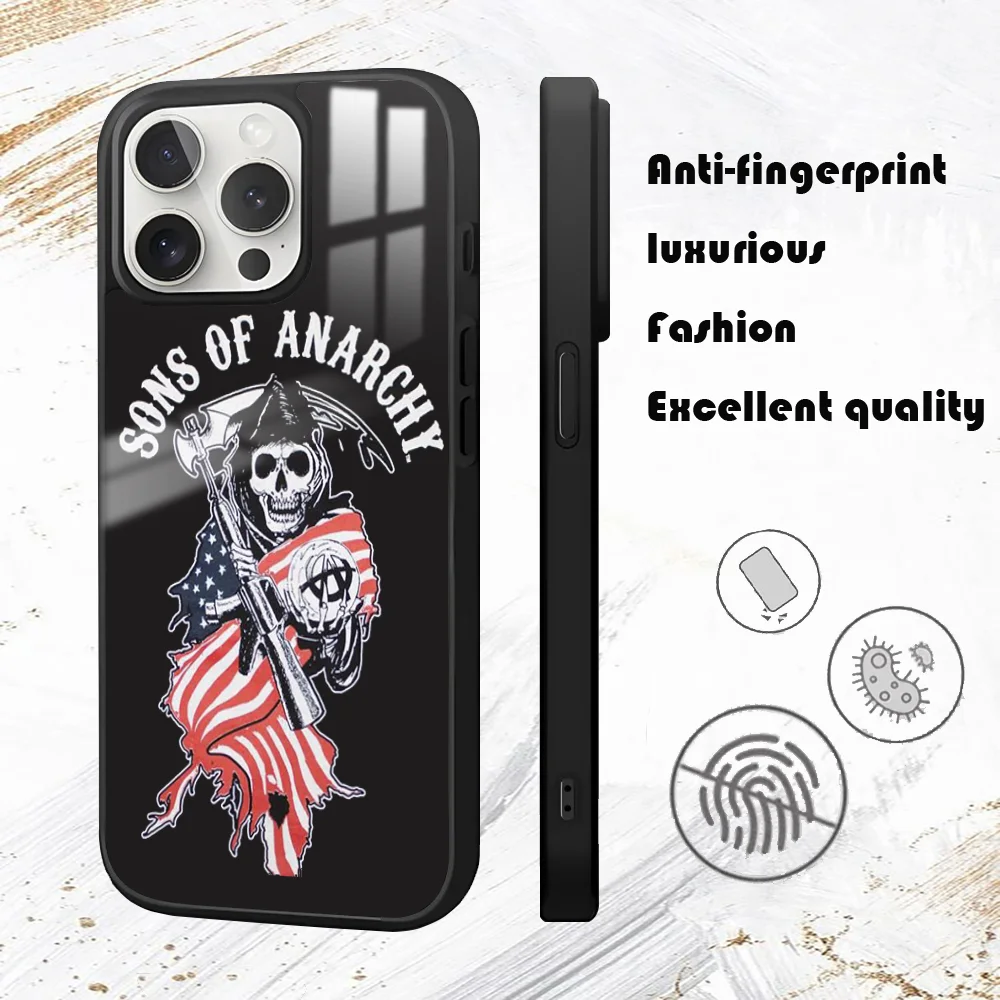 American TV Sons of A-Anarchy Phone Case For iPhone 16 15 14 13 12 11 Pro Max Plus Mini PC Mirror Fashion  phone case