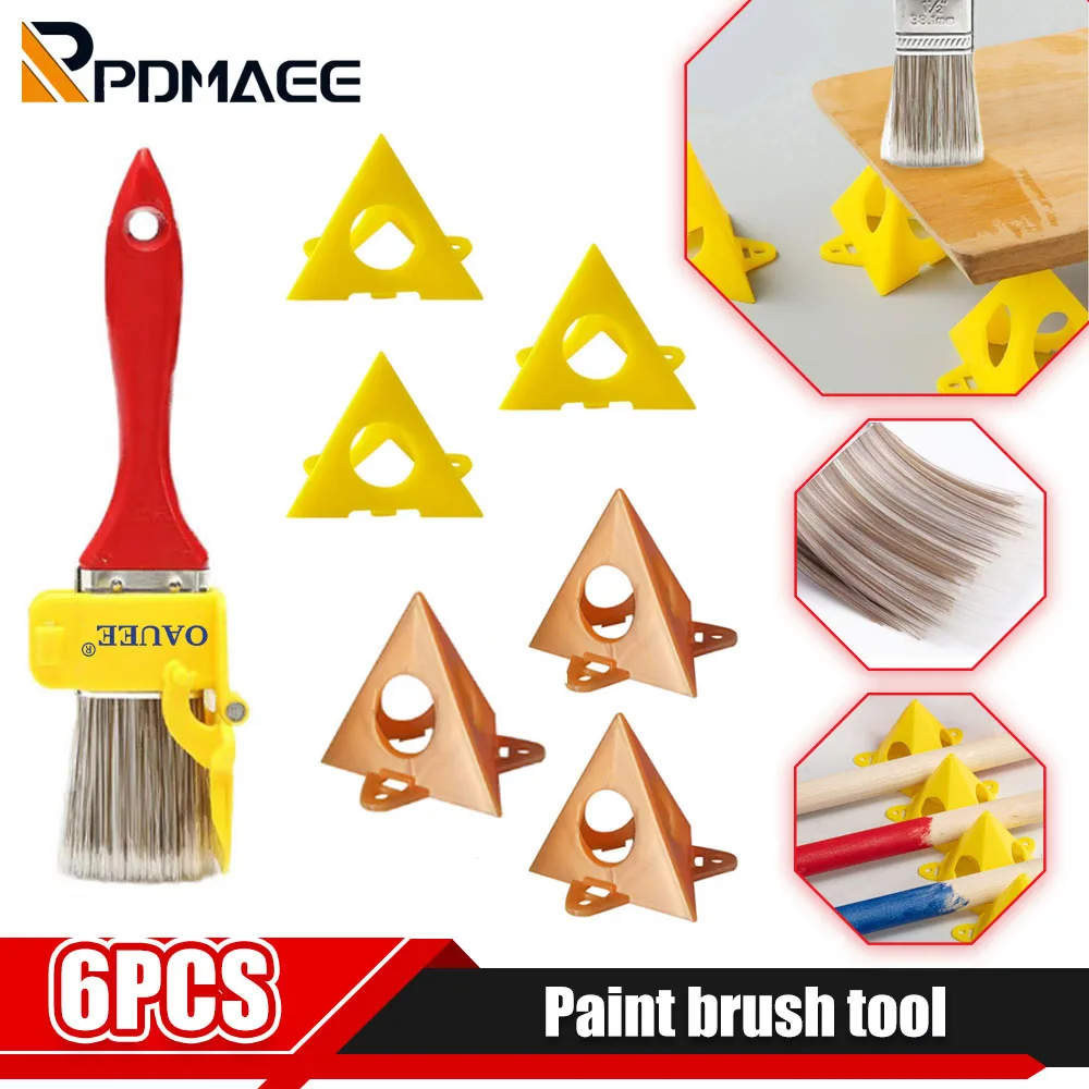 

6PCS Edger Paint Brush Clean and Pyramid Triangle Paint Pads Cut Profesional Latex Paint Brush for Home Wall Corner Paint Tools