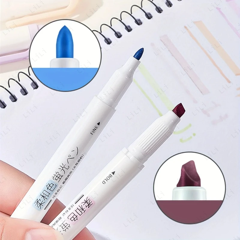 5 шт./компл., высокоценные флуоресцентные штрихи с двойной головкой, ключевые точки без размазывания, маркировка заметок, съемка дневника, мощный инструмент