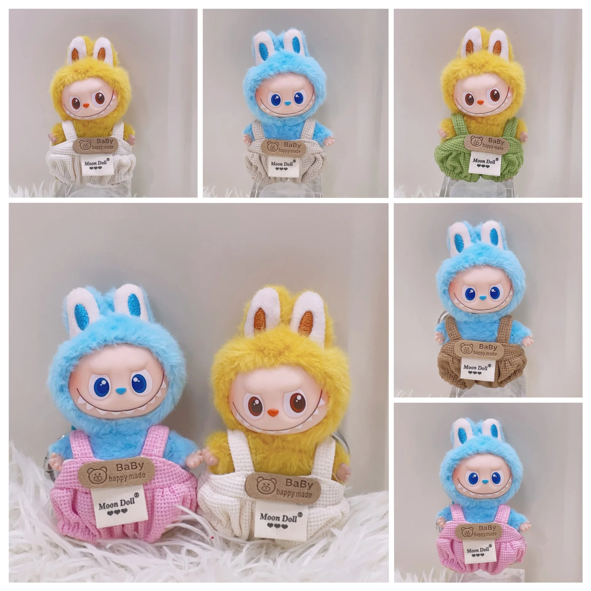 

4th Gen Mini Labubu Pastel Color Dungarees Outfit, Candy Color Changeable Overalls Set for 10cm Vinyl Doll (Clothing Only)