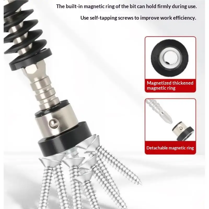 1 Stück 1/4 Zoll Sechskant PH2 Kreuzschraubendreherkopf Magnetischer Schraubendreherkopf Magnetring zur Positionierung Abnehmbarer Begrenzungsring – Detail 13