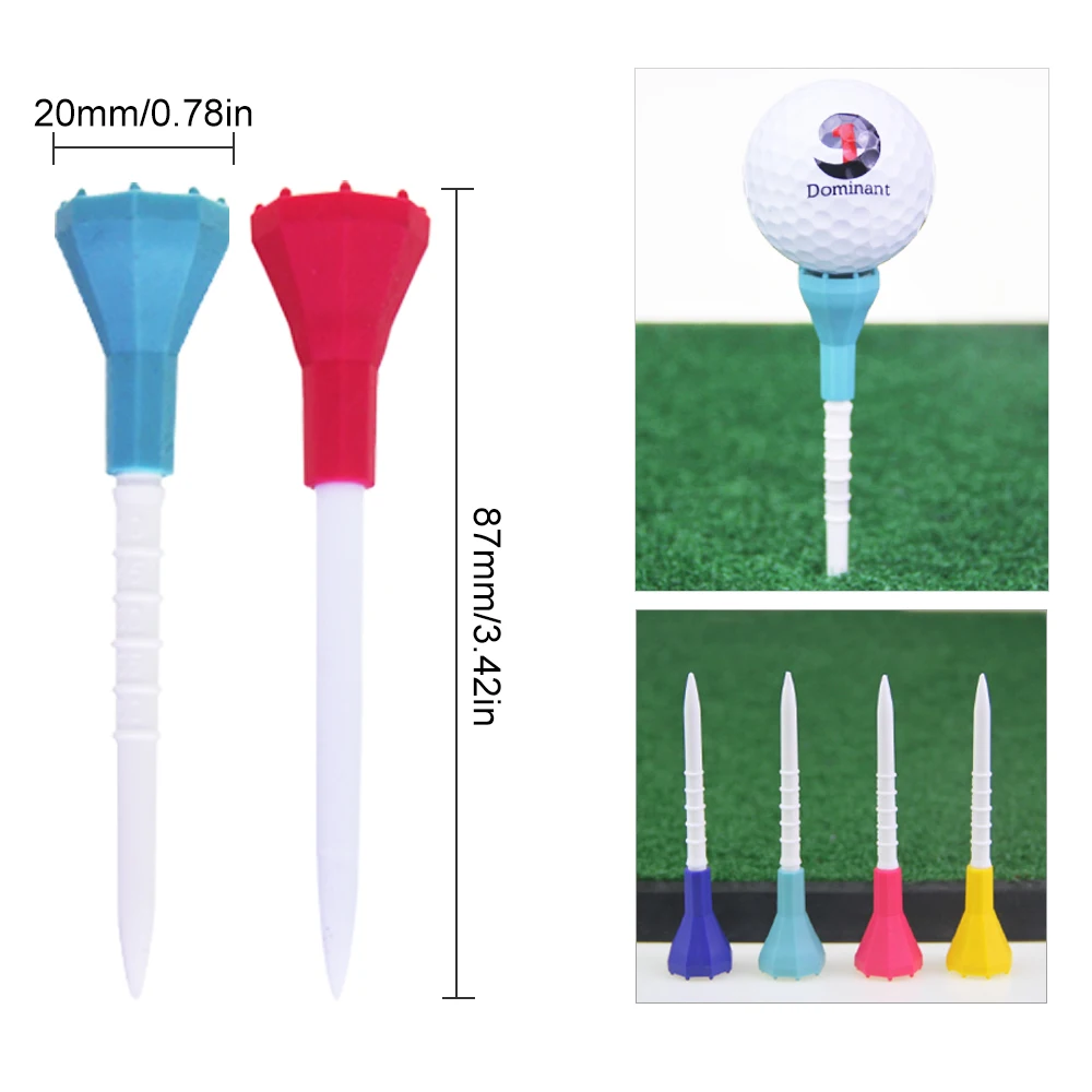 5Pcs/Lot Depth Mark Plastic Golf tess with Wide Soft Rubber Cover 3.42