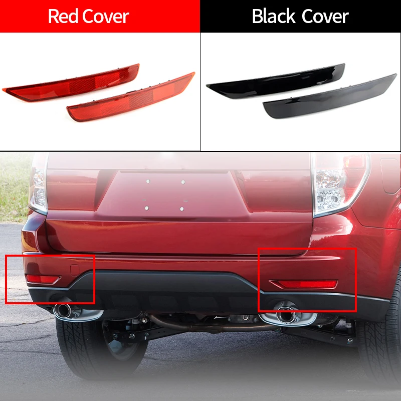 

1 пара светодиодных отражателей заднего бампера, стоп-сигнал, противотуманная фара, красные/черные линзы для Subaru Forester 2009 2010 2011-2018, автомобильные аксессуары