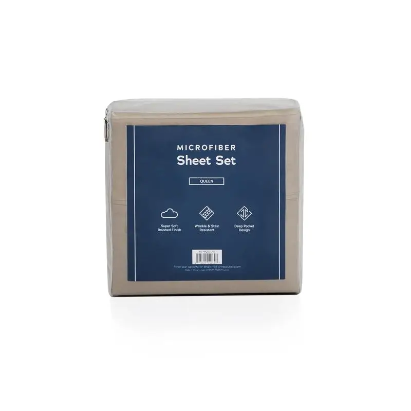 

Cal King Microfiber Sheets - Sandstone Color, Soft and Durable Bedding Set