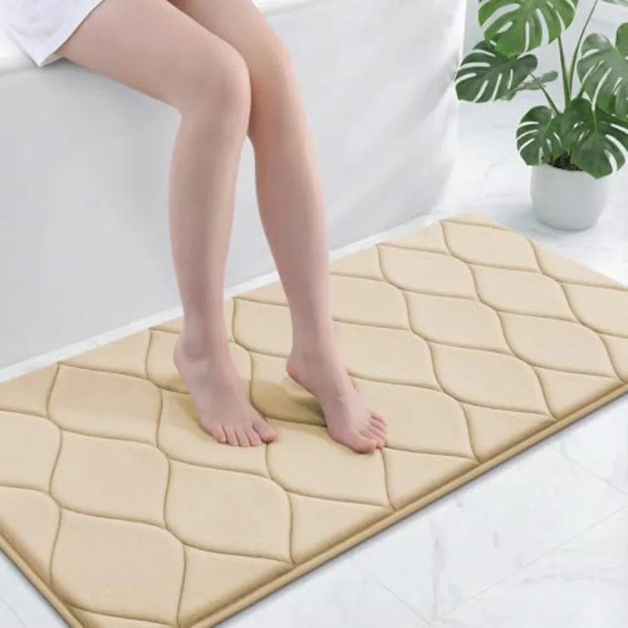 

Memory Foam Bath Mat Ultra Soft Non-Slip Bathroom Rug Plush Water Absorbent Quick Dry and Machine Washable Floor Mat for Shower