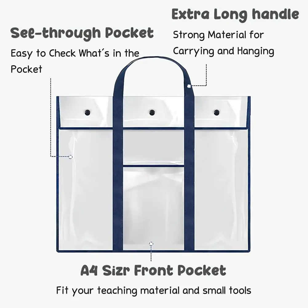 Useful Poster Storage Bag  Long Handle Heavy-duty Document Storage Bag  Fastener Dampproof Art Portfolio Container