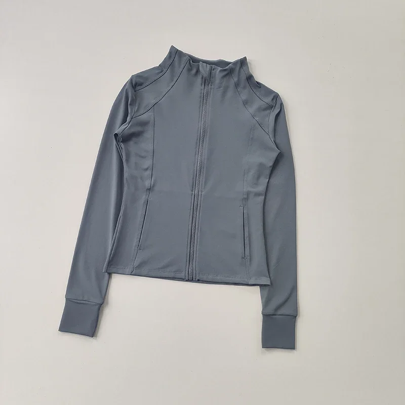 Damen Slim Fit Sportjacke Professionelles Schnelltrocknendes Langarm-Crop-Top für Laufen Pratiyog Shirt Yoga-Kleidung – Detail 4