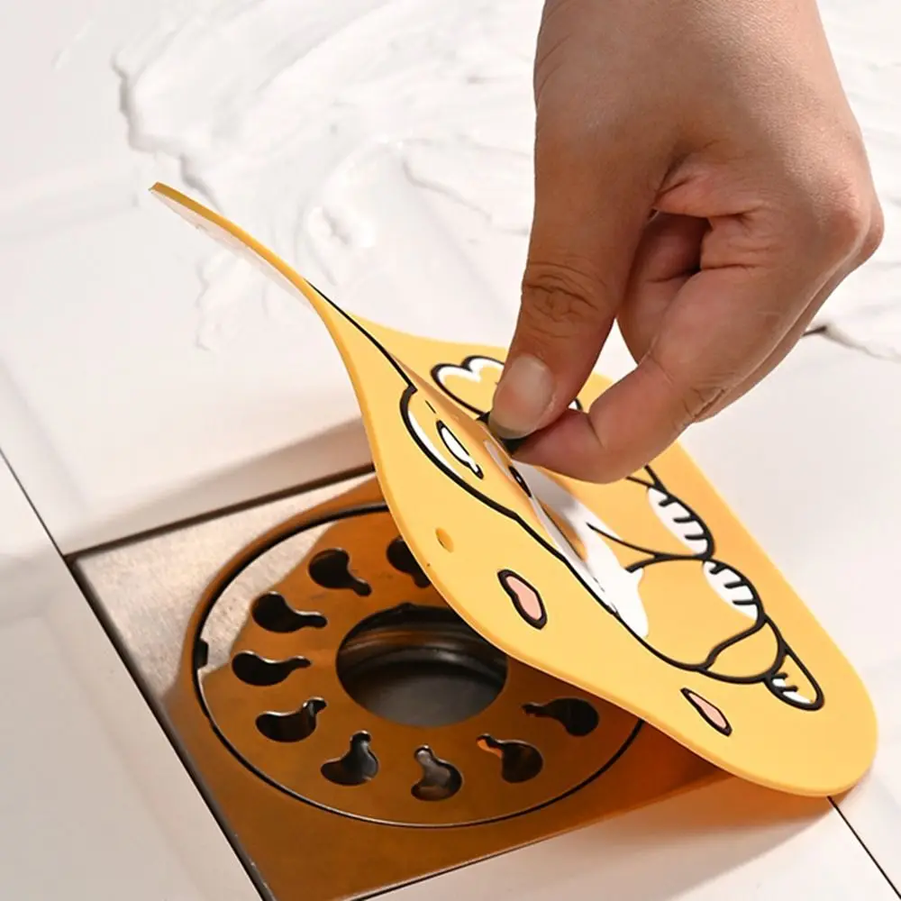 Silicone Floor Drain Cover Cartoon Dog Anti-insect Floor Drain Mat Anti-blocking Anti-odor Sewer Filter Pad