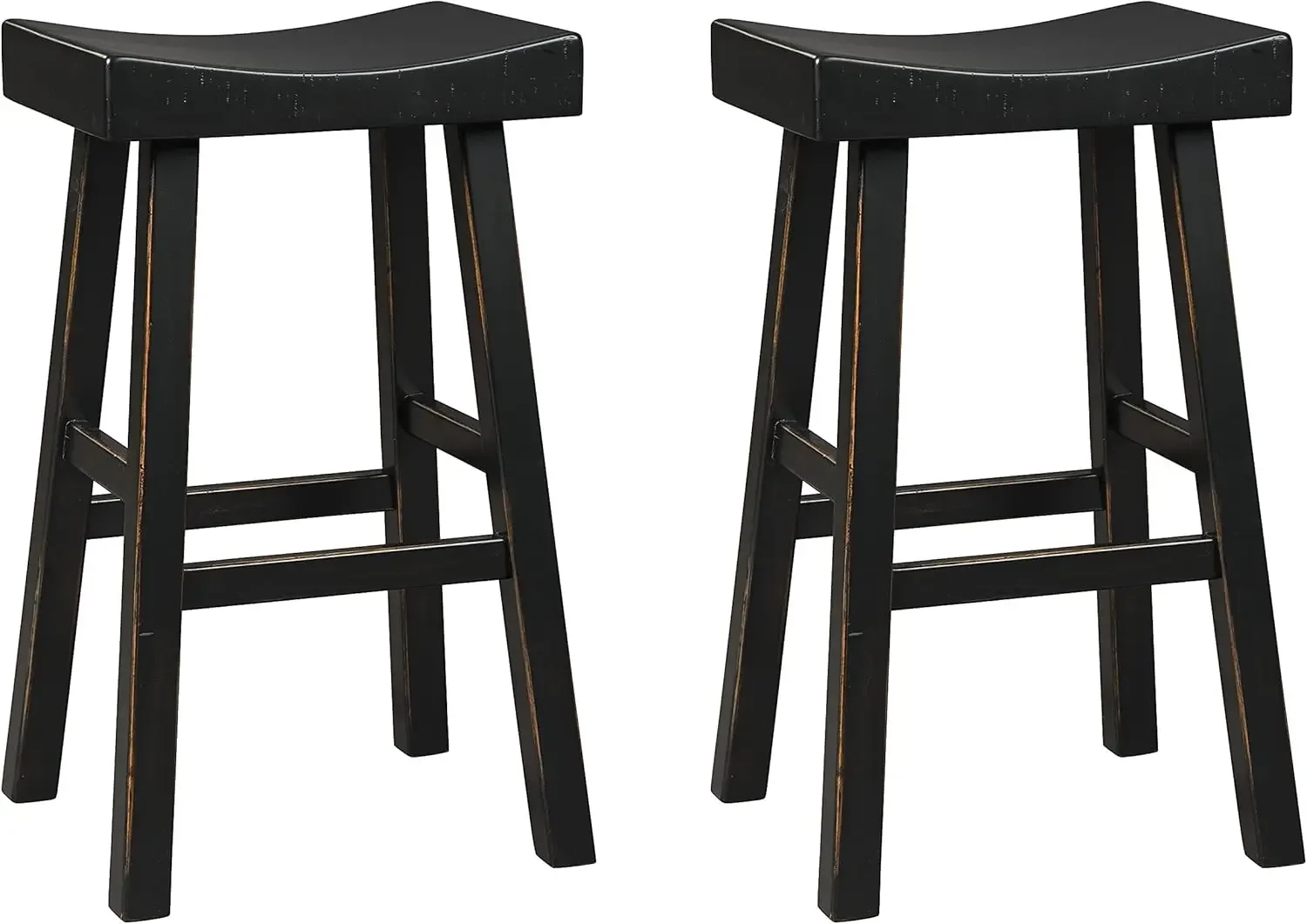 

Signature Design by Ashley Glosco 31" Pub Height Wood Saddle Barstool, 2 Count, Black