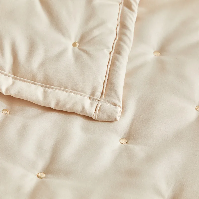 Quilted Bedspread Set Thin Bed Cover With Pillowcase Solid Khaki US UK AU Single Queen Size 2/3pcs Simple Colchas כיסוי למיטה