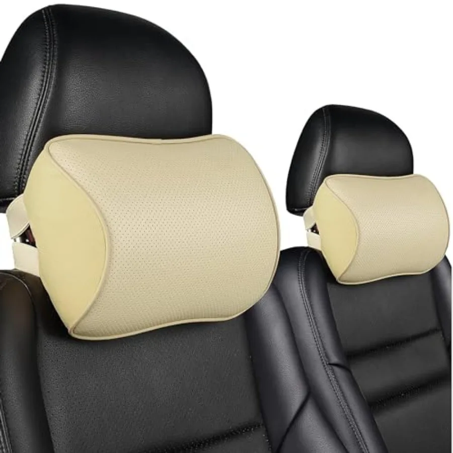 

Car Neck Pillow St Memory Foam Leather Headrest for Driving Home fice