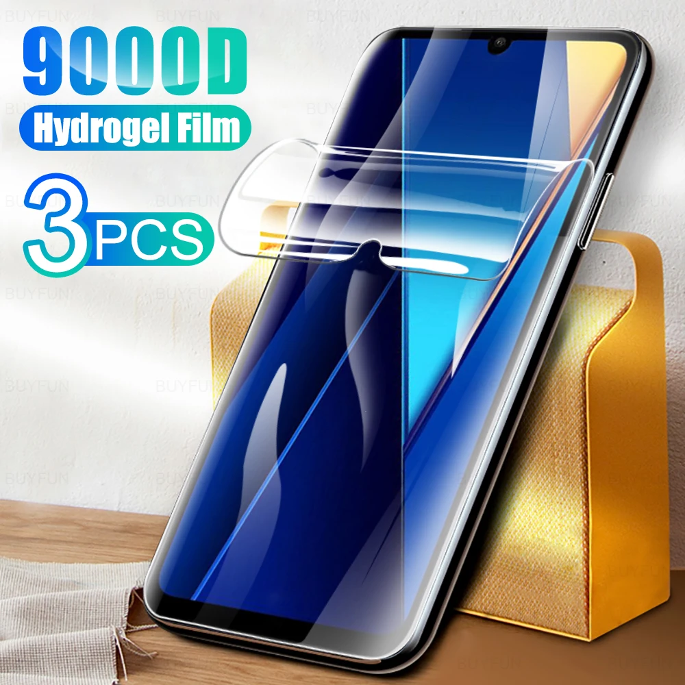 3pcs For Xiaomi Poco C65 hydrogel film pofo poko pocc pocophone c 65 65c 6.74 inches Full rubber cover HD Anti-Shatter Not glass