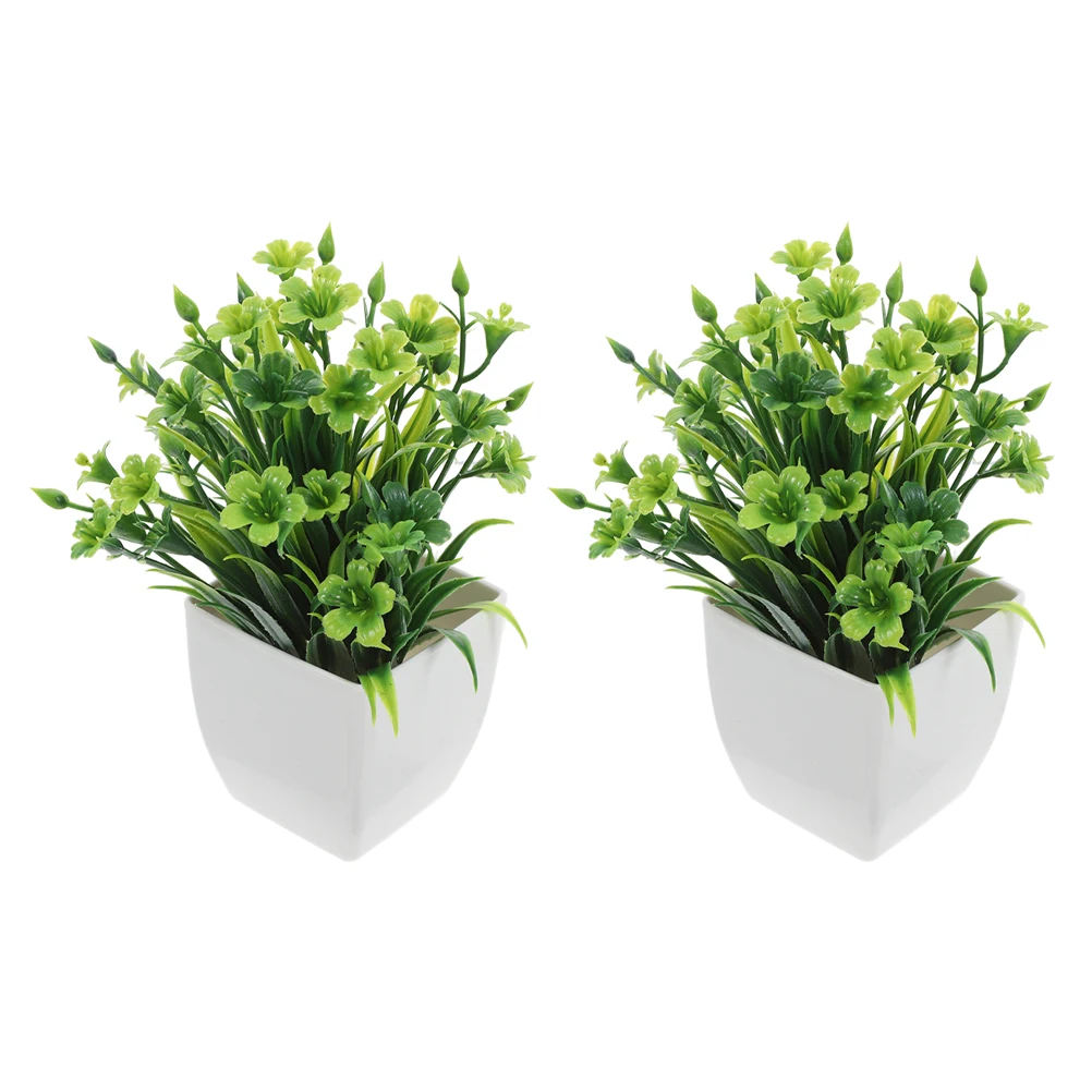

2pcs Small Artificial Plants In Pots Fake Indoor Faux Bonsai Tree For Desk Shelf Bathroom Living Room Home Decor Office Desktop