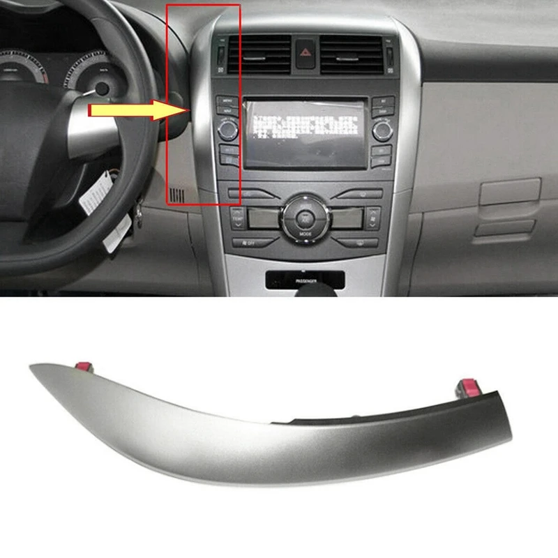 1Set Center Air Vents Chrome Trim Strip per Toyota Corolla Altis 2007-2013 Dashboard Lower + Upper Trim Cover grigio argento