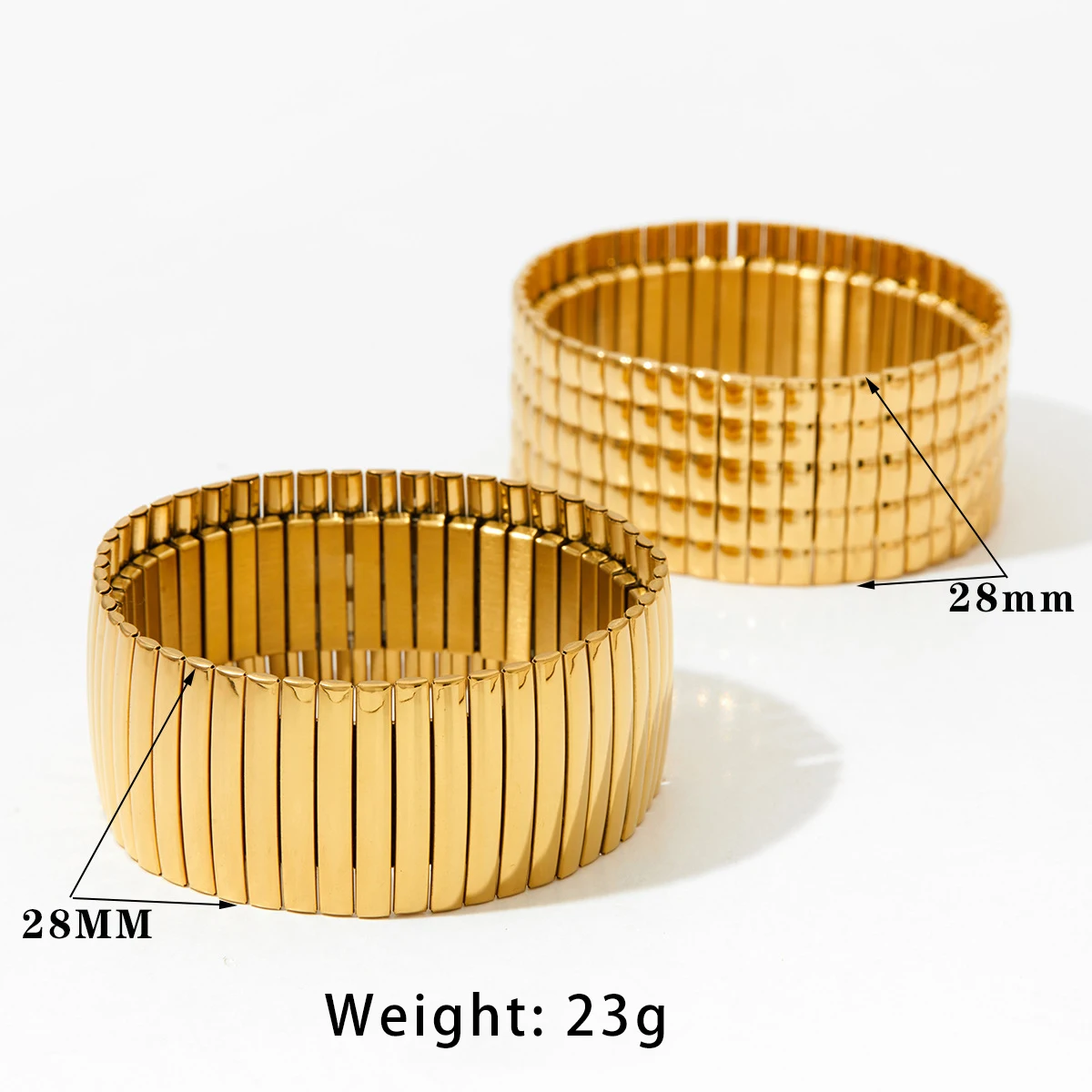 Peri\'sBox Thick Wide Elastic Stainless Steel Striped Bracelet Women\'s Classic Fashion Couple Friendship Wristband Jewelry Gift