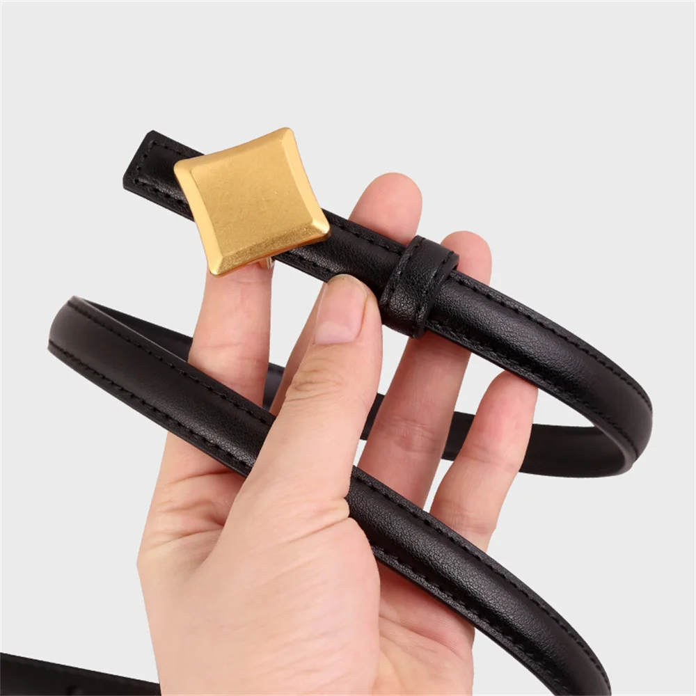 حزام نسائي أنيق رفيع كوري على الوجهين حزام الماس مشبك حزام عصري بسيط لتي شيرت جينز إكسسوارات الملابس