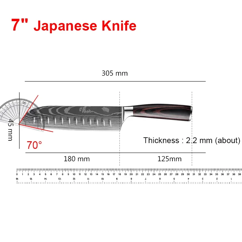 Carbon Steel Santoku Kitchen Knife for Home Restaurant Razor Sharp Japanese Chef Ergonomic Handle Laser Damascus Boning Knife image 2