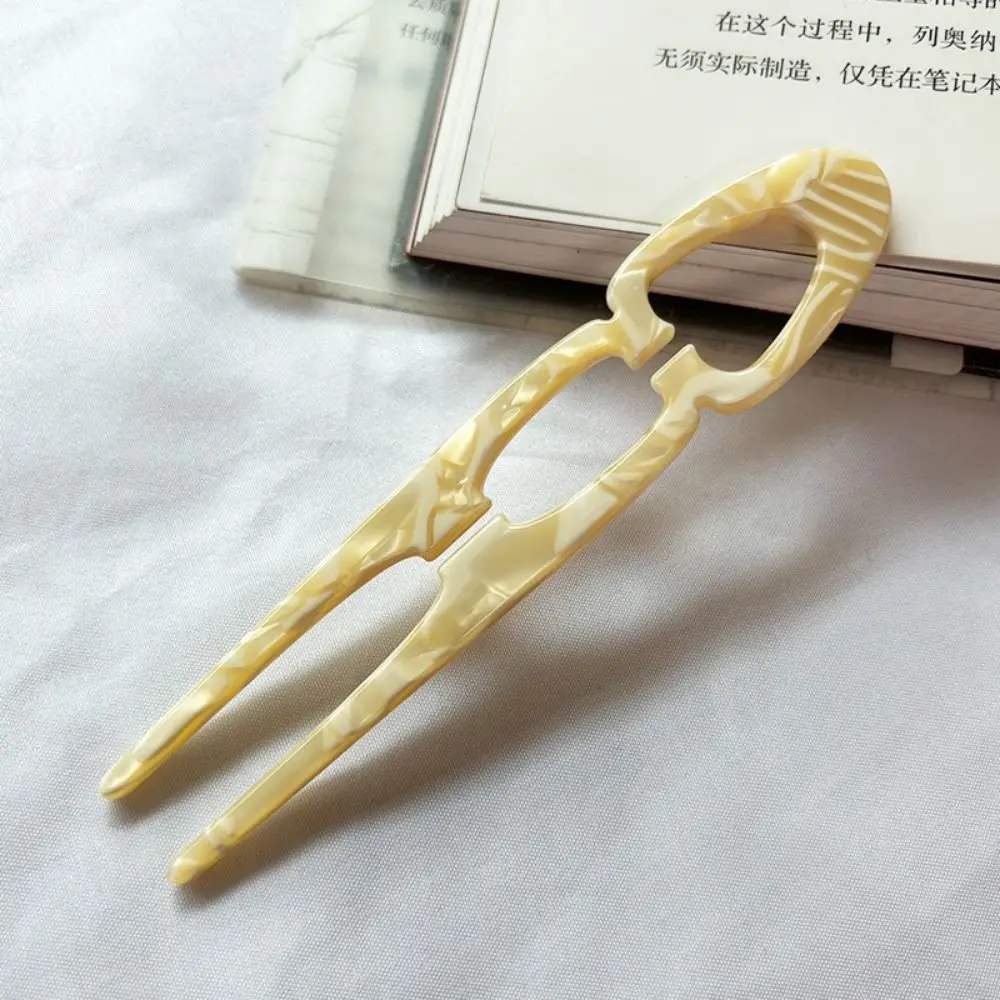 

Sweet Acetate Hair Bun U-Shaped Fshion Design Hair Sticks Meatball Head Hairclip For Woman Girl