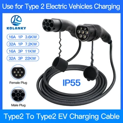 EV Charging Cable 16A 3.6KW/11KW Electric Vehicle Cord 3.5M/4M Type 2 IEC 62196 AC Public Charging Station Male To Female Plug