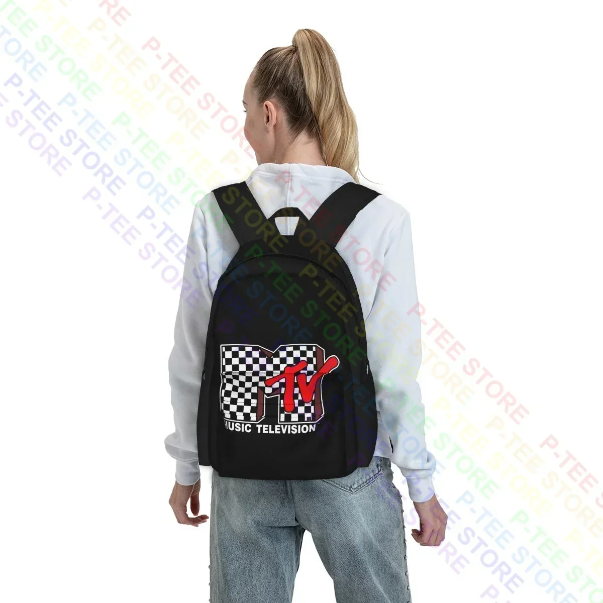 Mtv Music Television Checkered Red 80S 90S Large Capacity Backpack Newest Schoolbag Sports Bag Clothes Backpacks