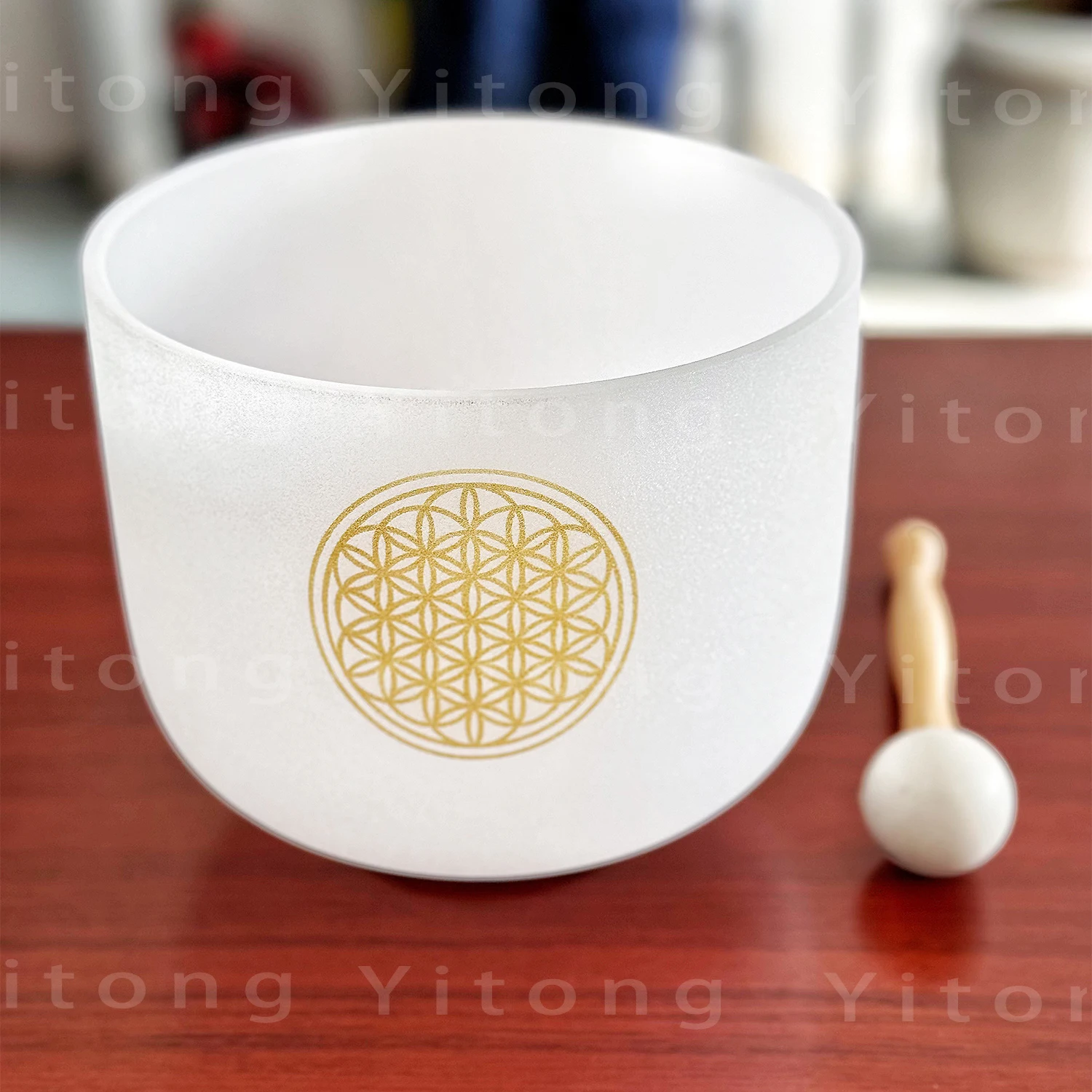 8 Inch 528hz C Note Life Flower Design Quartz Crystal Singing Bowl for Healing Sound Meditation instruments