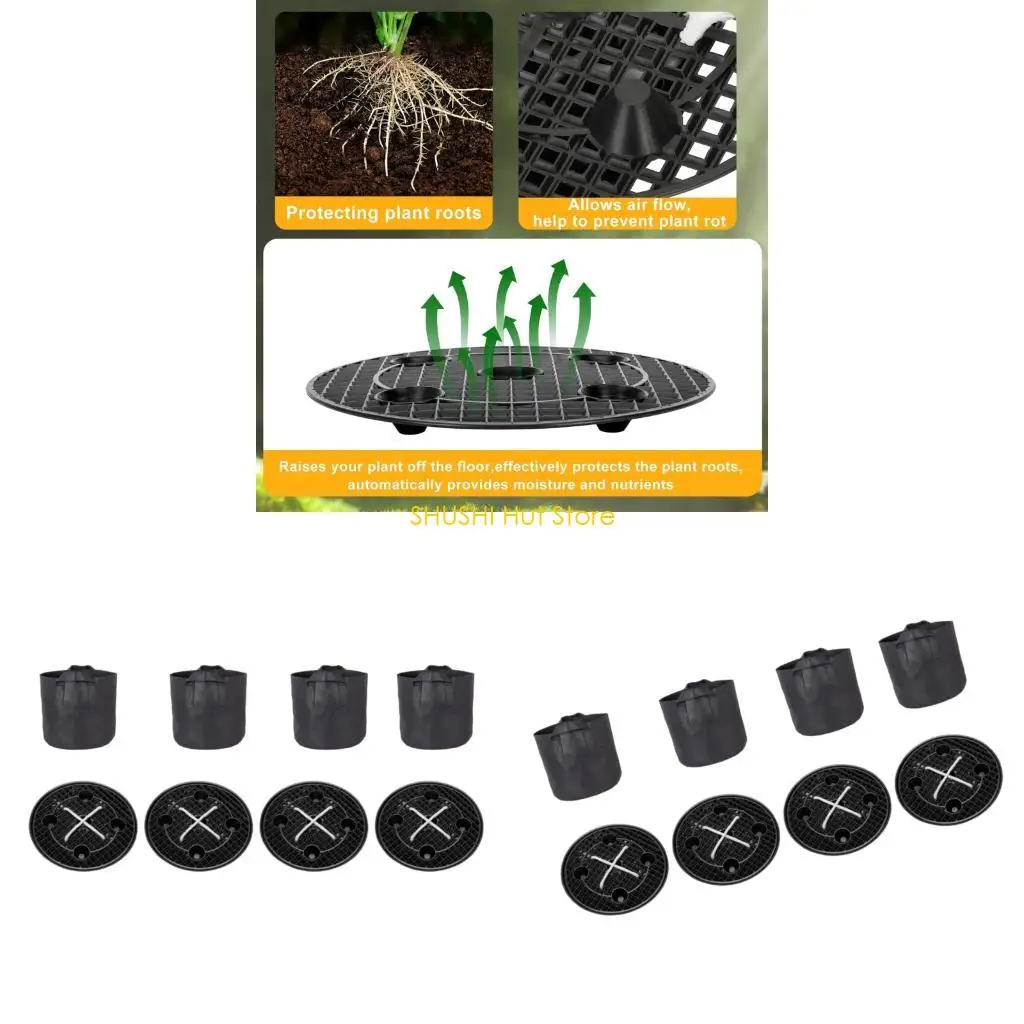 قم بتعبئة أطباق النباتات البيئية لأكياس النمو سعة 5 جالون لتسليط الضوء على قدرة الري التلقائي D57B #1