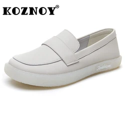 Koznoy 2cm Cow Genuine Leather Autumn Soft Flats Leisure Loafer Ethnic Oxfords Woman Comfy Retro Ergonomic Shoes Slip on Spring