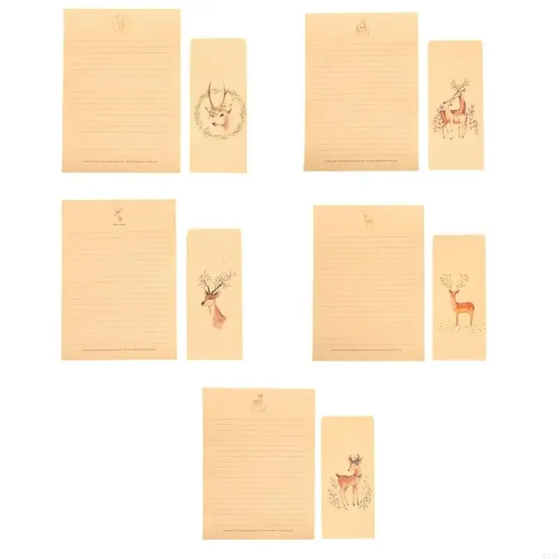 

Q1JF 10x/Set Christmas Stationery Paper and Envelopes Set for Party Invitations