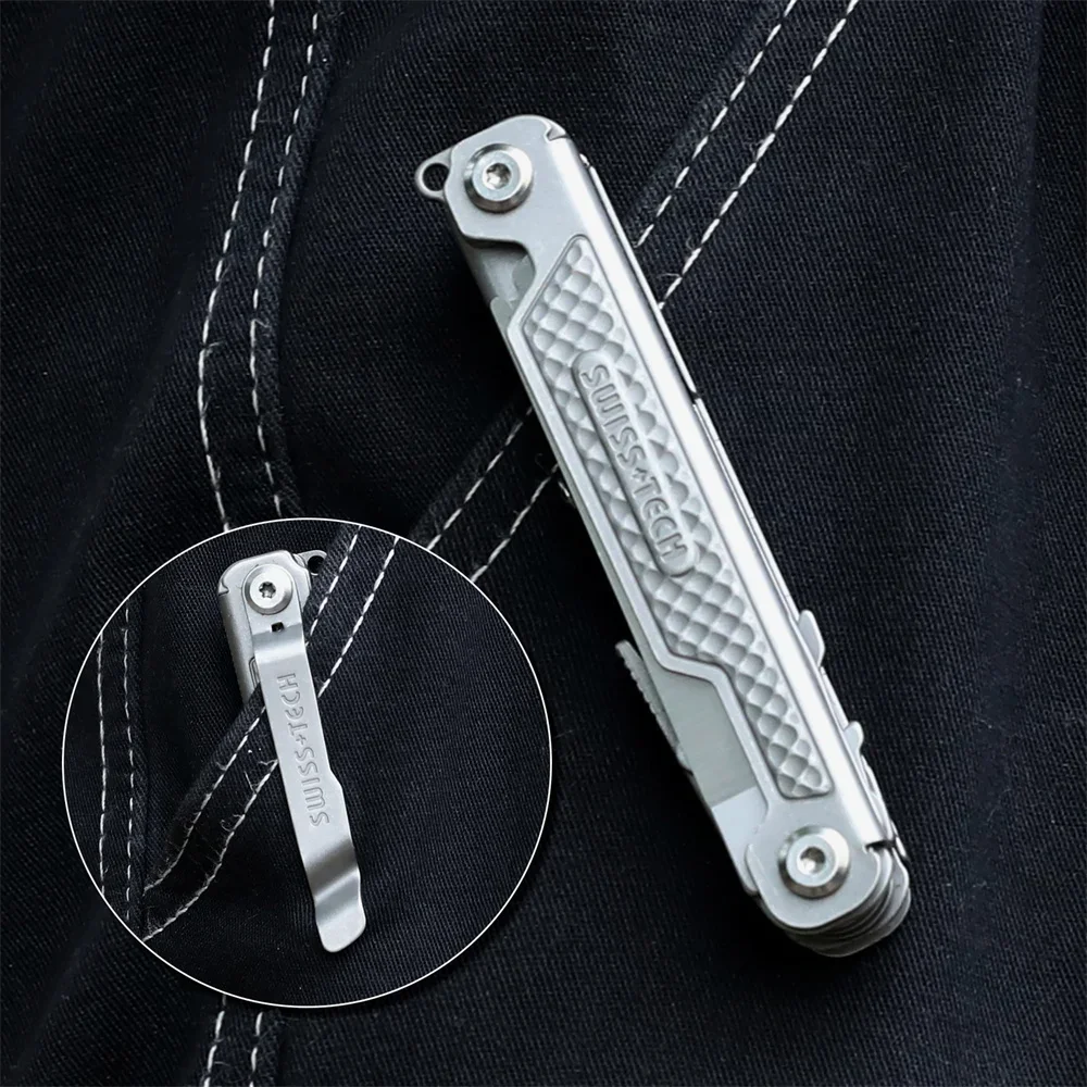 SWISS TECH 11 in 1 Folding Multitool Mini EDC Tactical Camping Survival Tools Outdoor Pocket Knife Scissors Saw Blade