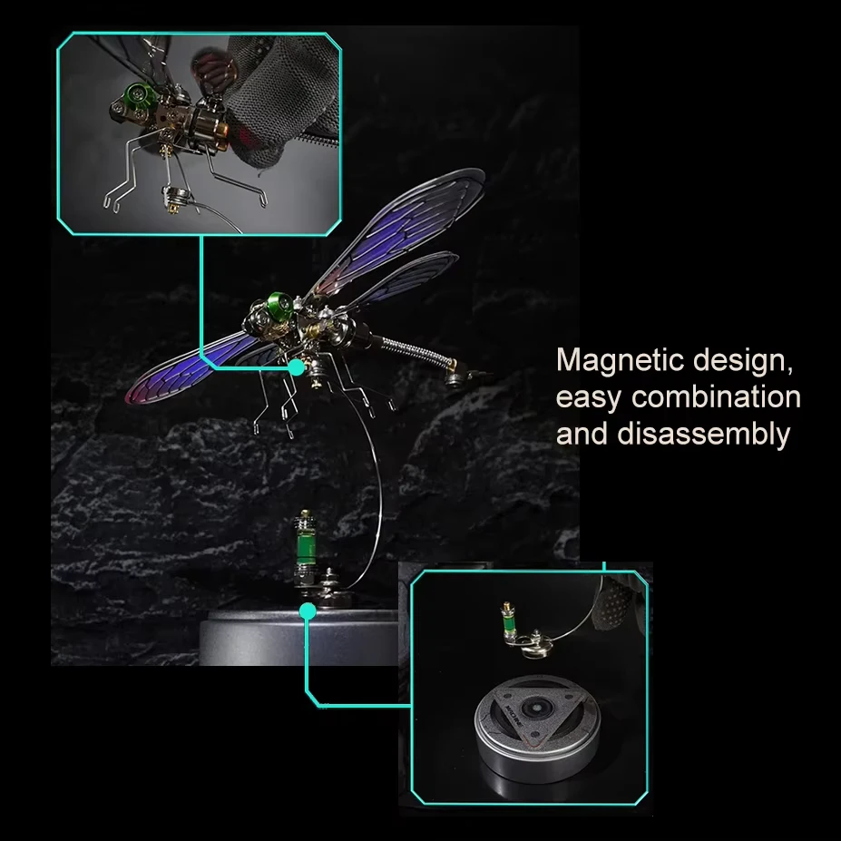 Ensemble mécanique Punk à monter soi-même, libellule en métal 3D léger, Puzzle en acier inoxydable, Kit de modèle de décompression, jouet cadeau personnalisé