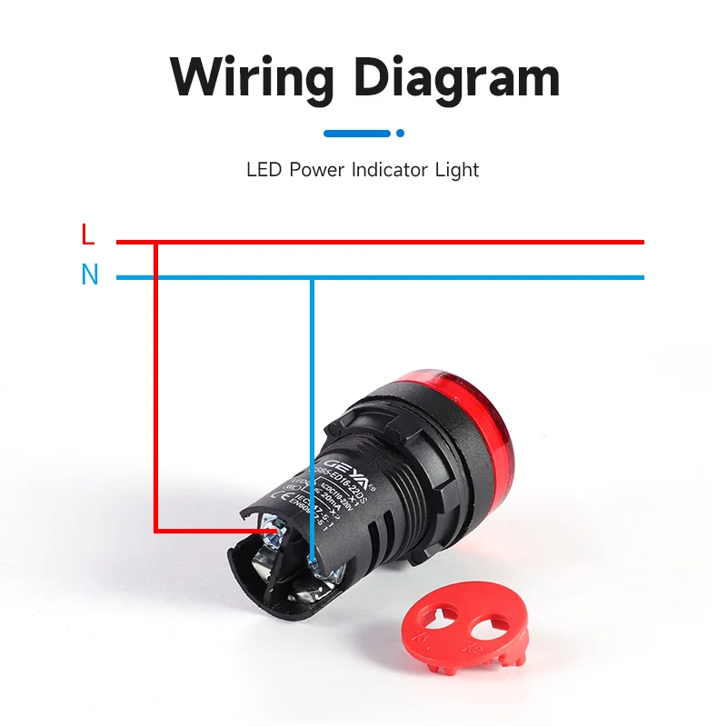 GEYA 22MM ED16-22DS LED مصباح إشارة الطاقة - تيار متردد متعدد الجهد 24 فولت/220 فولت/380 فولت لون خالص