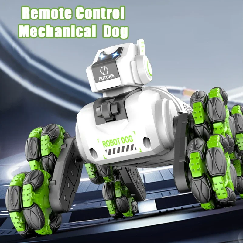 Rc Robot Boys Toy Spray Remote Control Dog with Light Intelligent Radio-Controlled Stunt Mechanical Dogs Dual Control Boys Gift