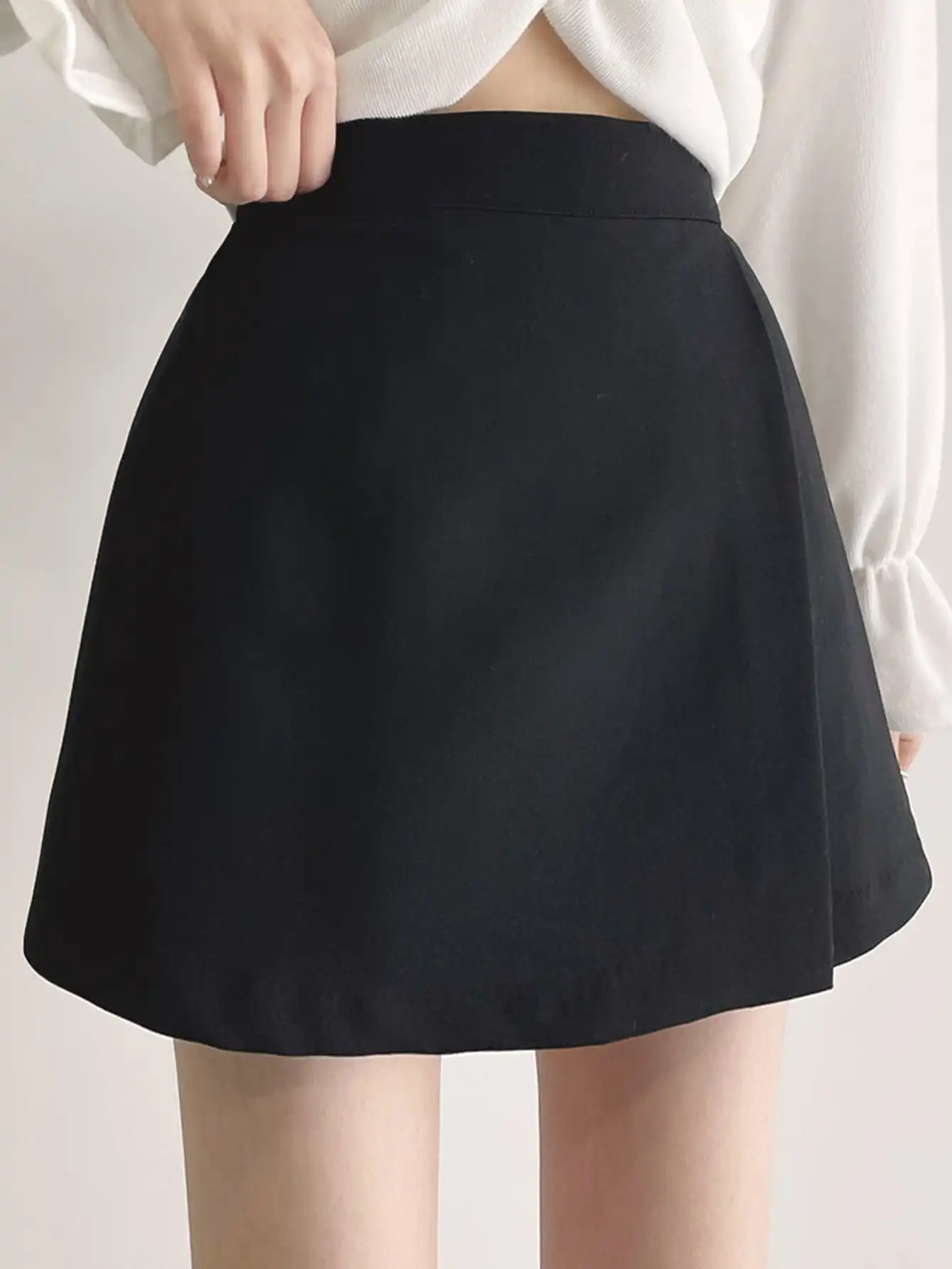 Korean version ins solid color slimming versatile fresh half skirt A-line skirt short skirt women's work skirt