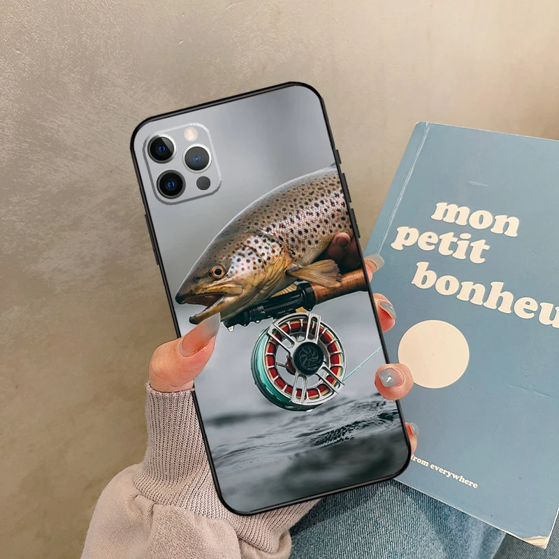 Чехол для ловли форели с радужной форелью для iPhone 17, Air 15, 14, 13, 12, 11, 16 Pro Max 13 mini XR 15 16 Plus 16e, задняя крышка