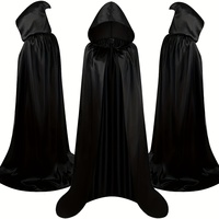 1pc,43/51/59in Hooded Halloween Christmas Cloak Costumes Party Cape Grim Reaper Devil Witch Long Cape Halloween Party