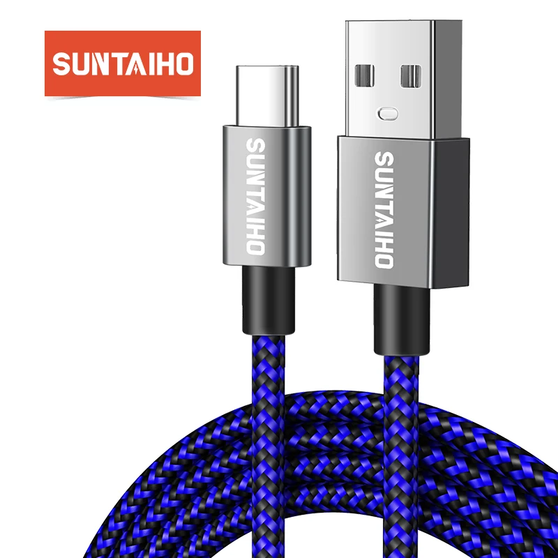 Suntaiho USB Type C Cable Fast Charge Data Cord for Samsung Xiaomi Huawei Mobile Phone Charging Wire USB C Nylon Braided Cable