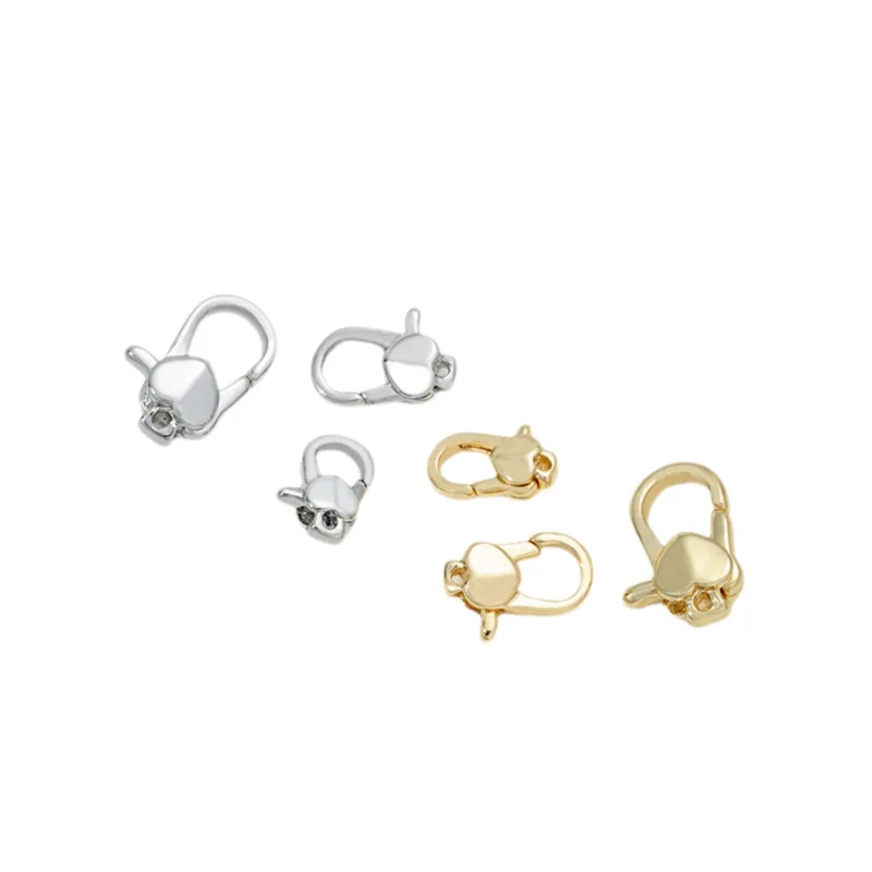 14K Gold-plated Love-shaped Lobster Buckle Peach Heart Spring Buckle Handmade DIY Jewelry Connecting Buckle Ending Accessories