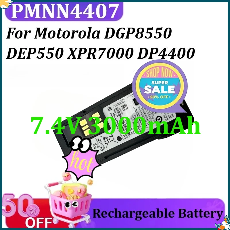 

For Motorola DGP8550 DEP550 XPR7000 DP4400 XiR P8660 HAM Radio Accessory 7.4V 3000mAh PMNN4407 Li-ion Battery with TYPE-C