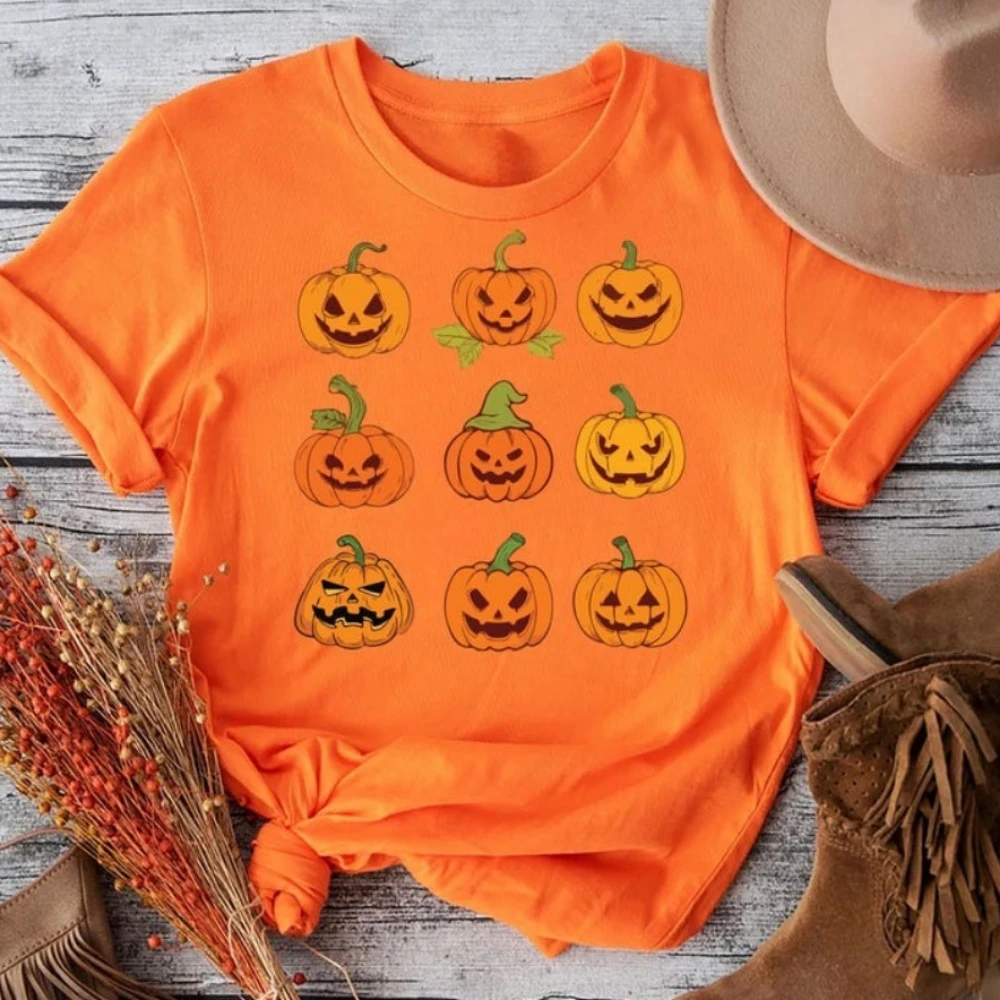 Sorcière effrayant citrouille Halloween T-shirt dames drôle Halloween chemise tête de citrouille motif imprimé T-shirt femmes hommes t-shirt décontracté hauts