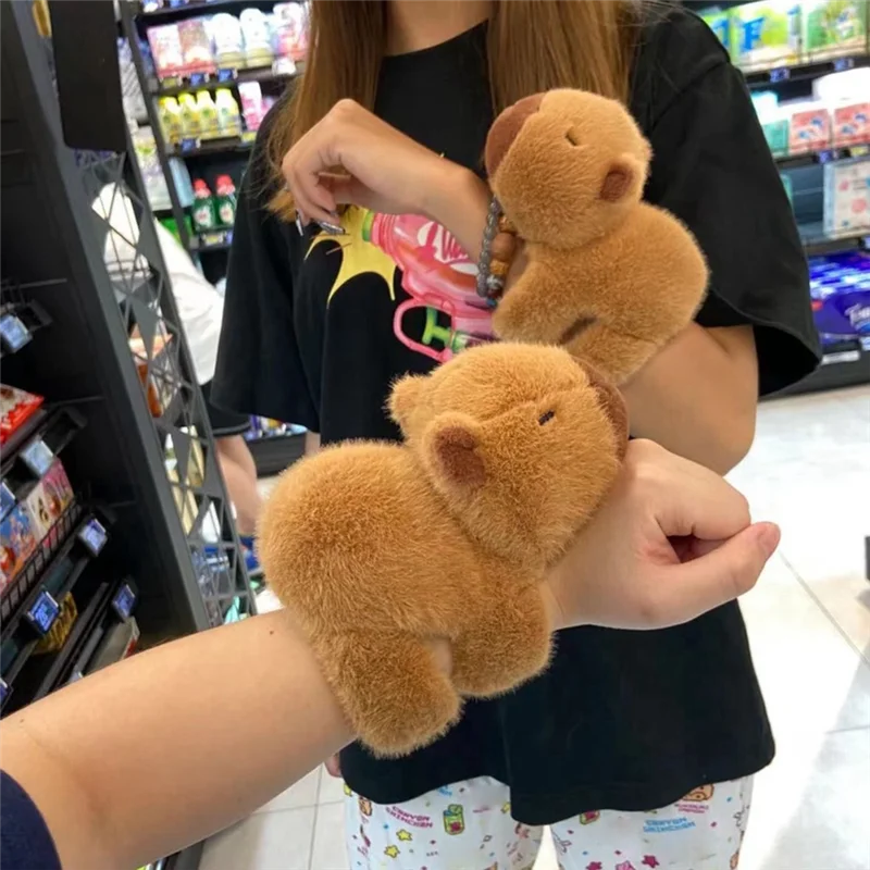 

Hot-1Pcs- Wristband Bracelet Capybara Plush Hand Ring Slap Circle,Fun Circles Kids Birthday Gift