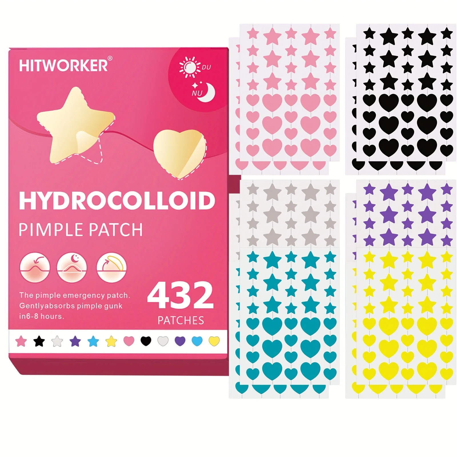 432 قطعة مجموعة رقعة حب الشباب بثرة غطاء بقعة عارية للوجه العيوب ملصقات ممتصة للماء غير مرئية