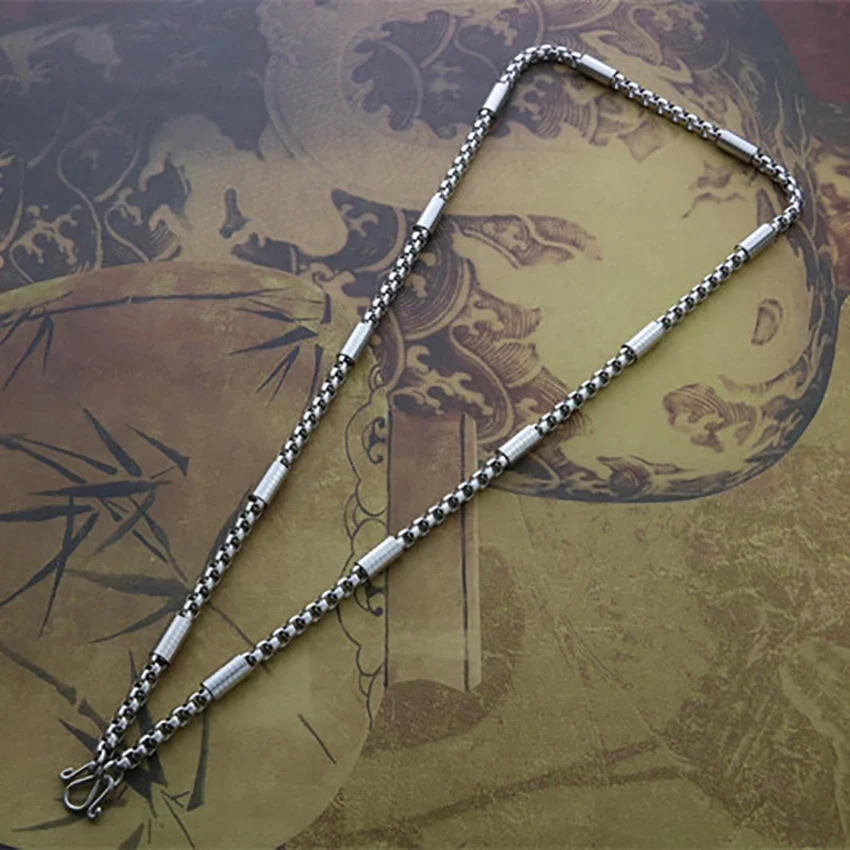 

New Stainless Steel Men And Women Necklace Square Pearl l Pendant Buddha Chain Jewelry Gift Hot Sale