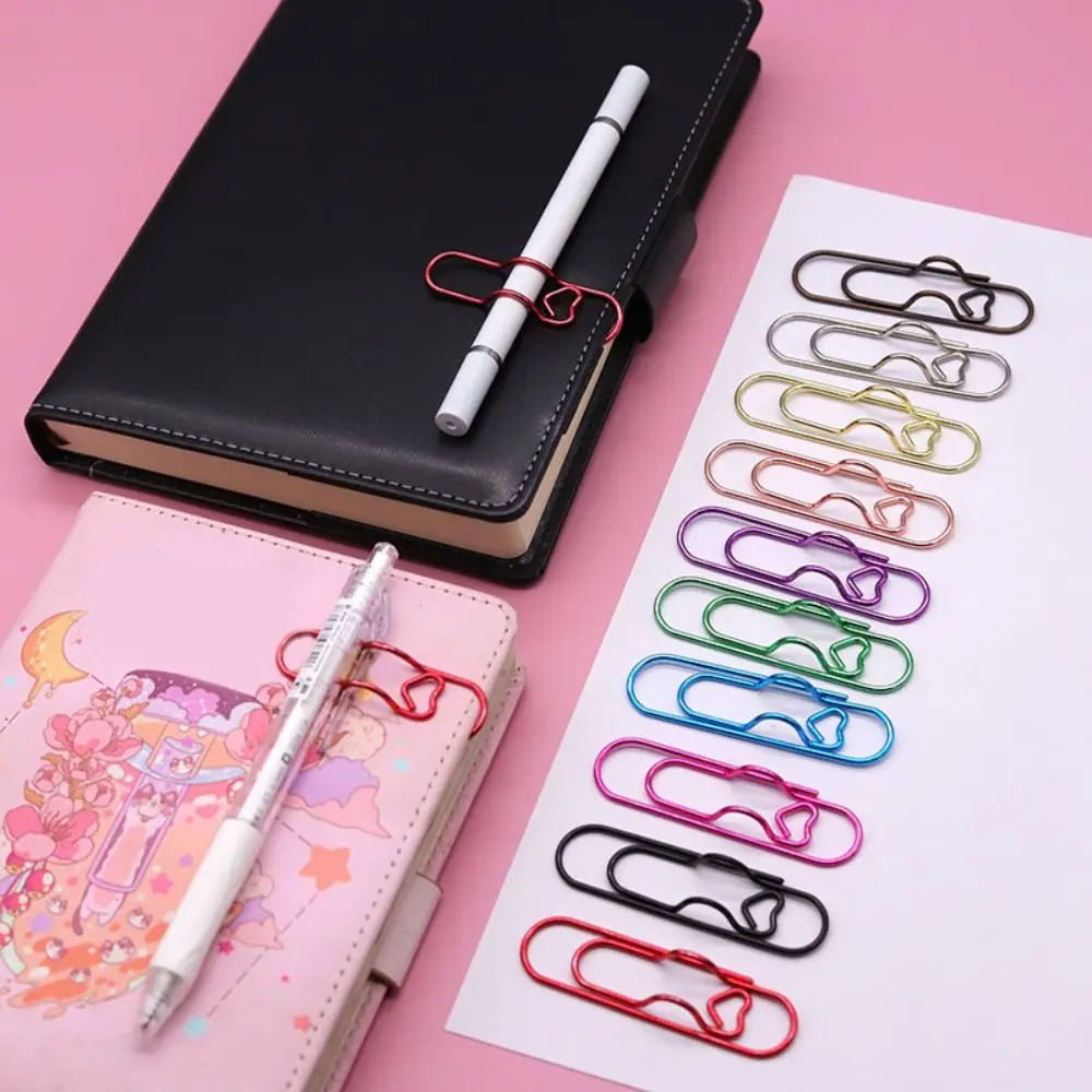 10pcs Colorful Multi-functional Pen Holder Paper Fix Clips Document Clips Paper Clips Photo Memo Ticket Clip Bookmarks Notebook