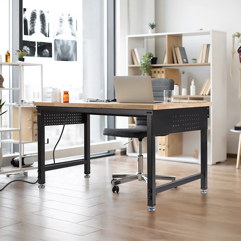 96" 48” Adjustable Workbench with Power Outlet and Pegboard,Heavy Duty Tool Workbench Rubber Wood Work Table for Garage Workshop